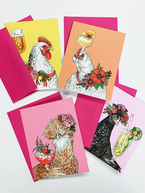 RKartwork x Drinking with Chickens Portrait Notecards
